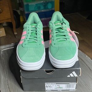 Adidas Women's Bold Green and Pink Sneakers